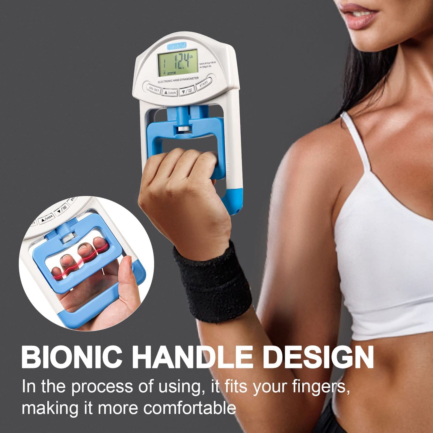 Grip Strength Tester, Hand Grip Dynamometer, Electronic Handgrip Testing for Sports Home School Use