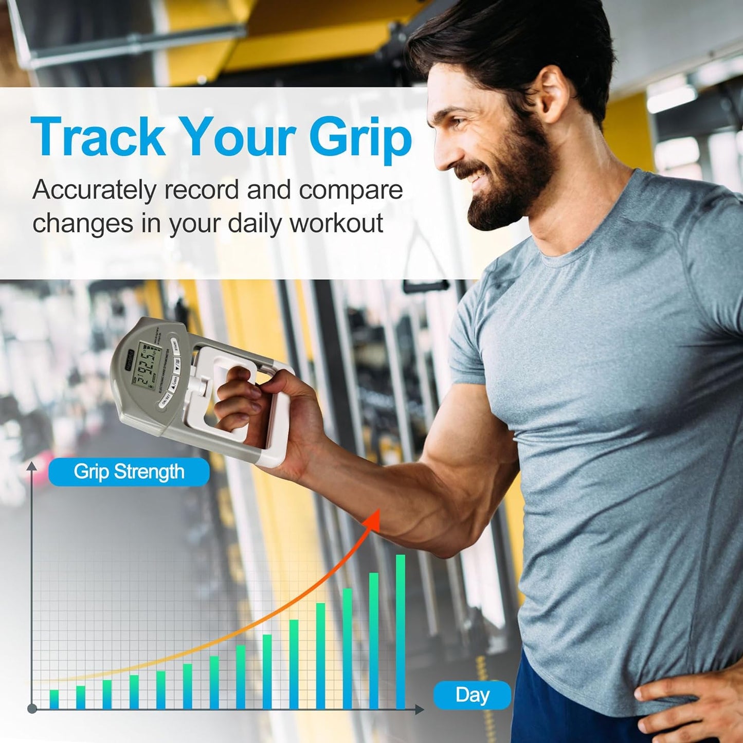 Grip Strength Tester, Hand Grip Dynamometer, Electronic Handgrip Testing for Sports Home School Use