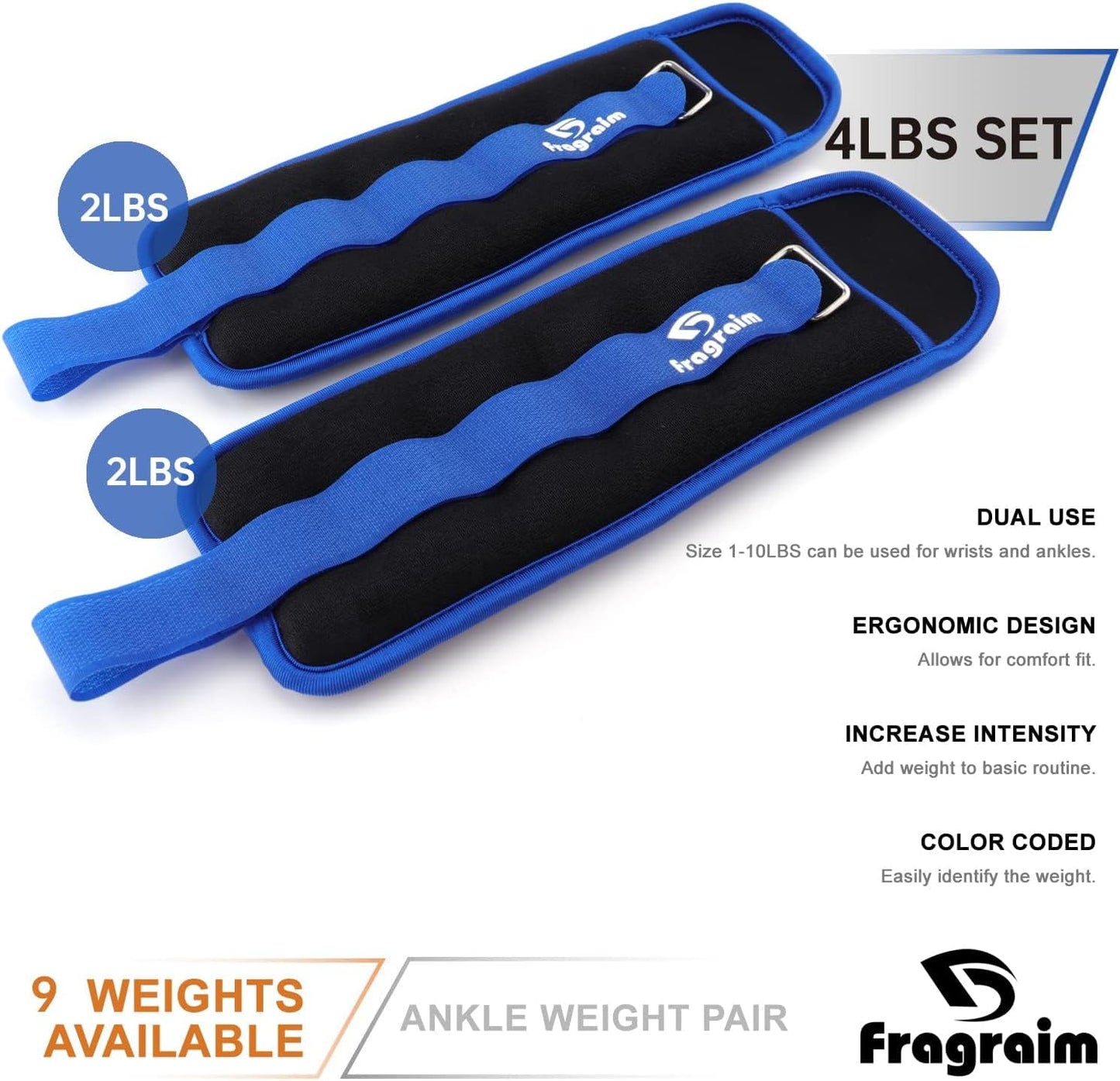 Ankle Weights for Women, Men and Kids - 1/2/3/4/6/8/10/12/15/20 LBS 1 Pair Strength Training Wrist/Leg/Arm Weight with Adjustable Strap for Jogging, Gymnastics, Aerobics, Home Fitness, Physical Therapy